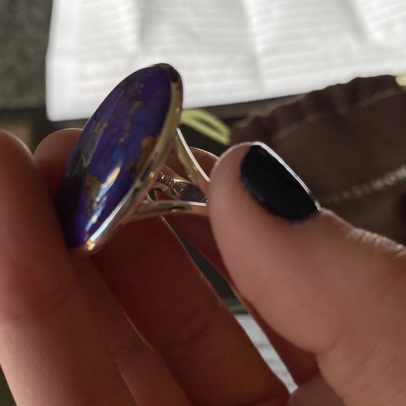 Purple Copper Turquoise large oval sterling silver ring - Picture 6 of 9